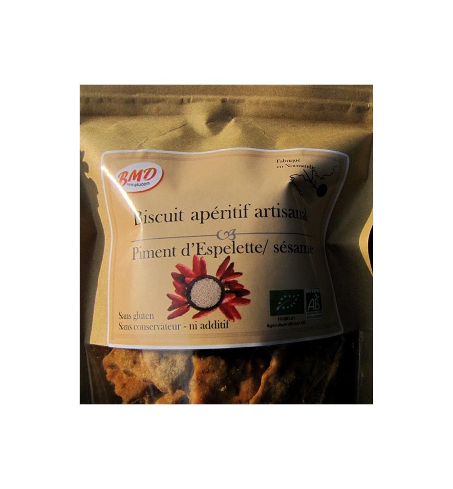 BISCUIT APERITIF AU PIMENT D4ESPELETTE ET GRAINE DE SESAME