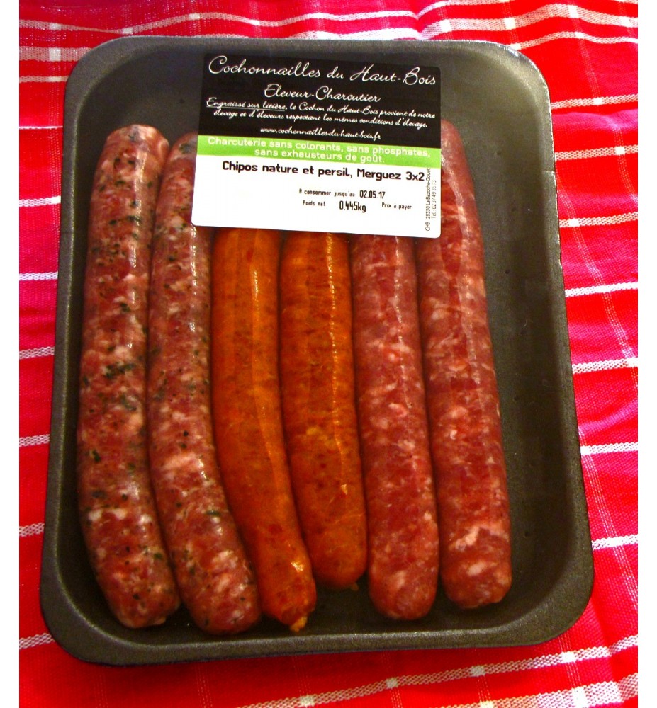 Chipolatas Natures et Persil, Merguez - 3x2