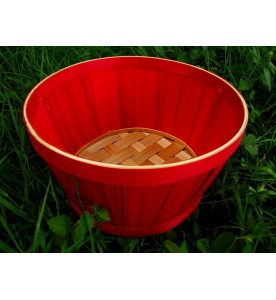 Panier Bambou Rouge Rond 22cm