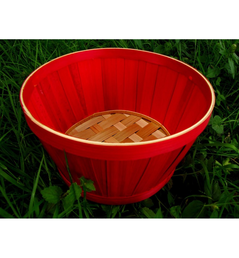 Panier Bambou Rouge Rond 22cm